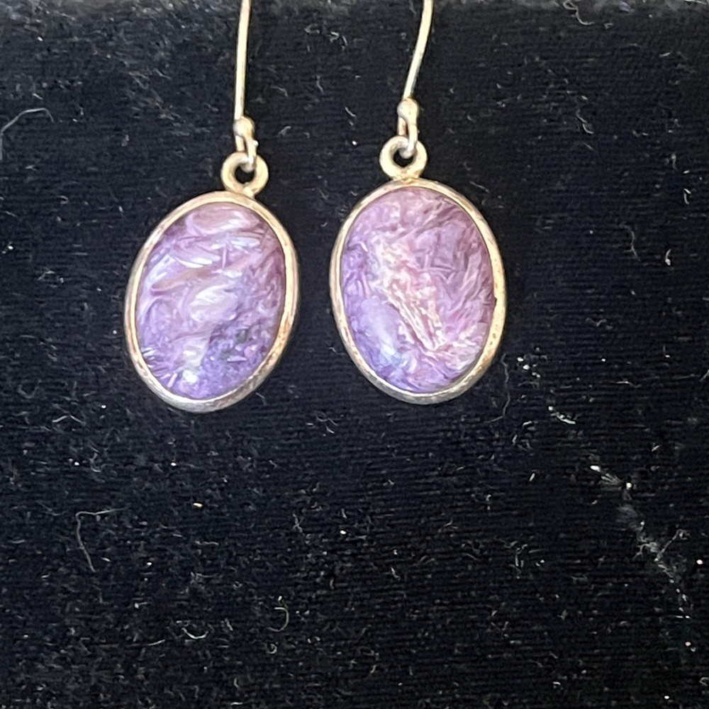VTG Charoit stone w/ Sterling Earrings
